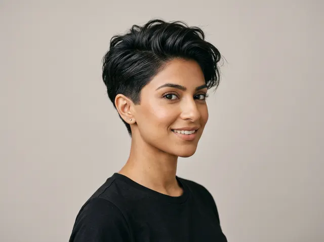 Pixie with height haircut for a triangle face