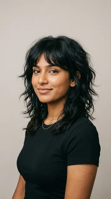 Textured shag haircut for a square face