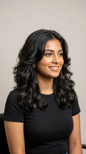 Voluminous waves haircut for an oblong face