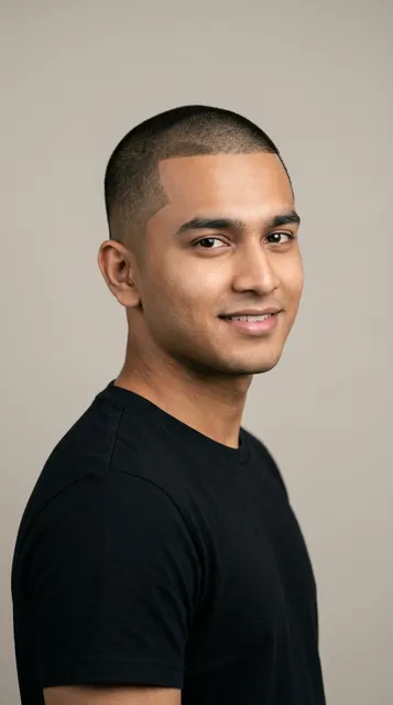Buzz cut haircut for a square face