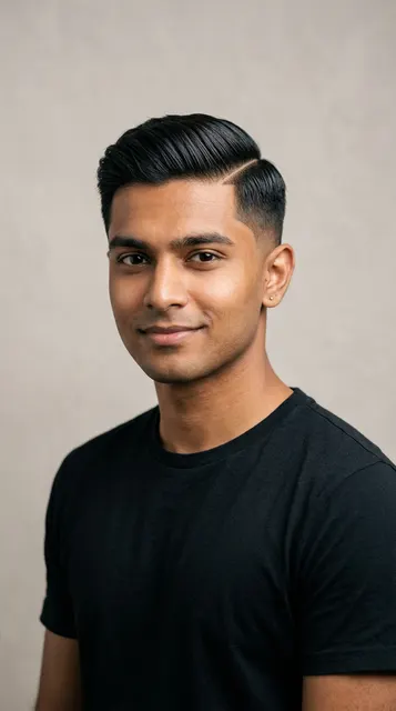 Classic side part haircut for a diamond face