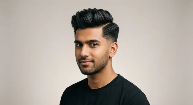 Side part with volume haircut for a triangle face