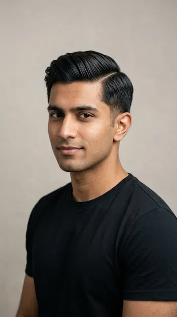Side-parted medium cut haircut for an oblong face
