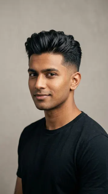 Textured quiff haircut for an oval face